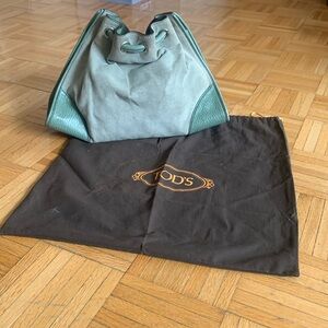 Tods  suede and pebble leather detail handbag  including duster bag